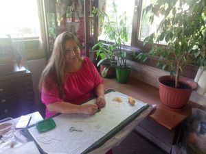 Работа над подвесными пеленами в храм 40 мучеников